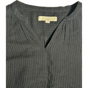 LOFT Women's XS Gray Pinstripe V-Neck Blouse Minimalist Work-to-Weekend Top
